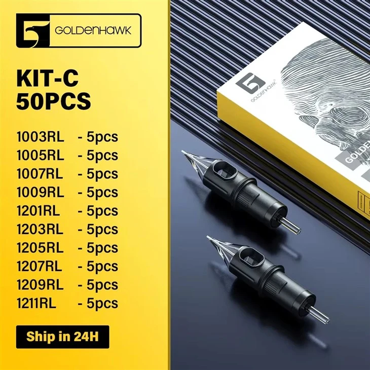 Goldenhawk Tattoo Needles Cartridges 50pcs Mixed Size